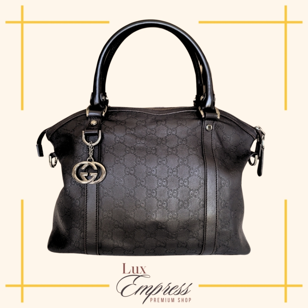 Gucci Leather Guccisima GG Charm  Sachel Bag